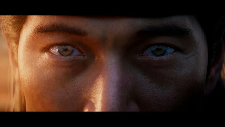 A close up of an asian man's eyes.