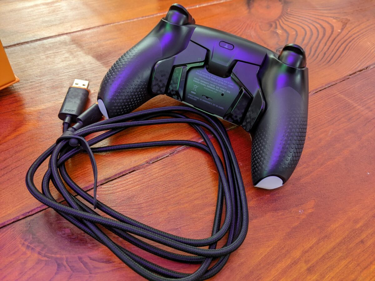 SCUF Reflex Pro back view with USB cable