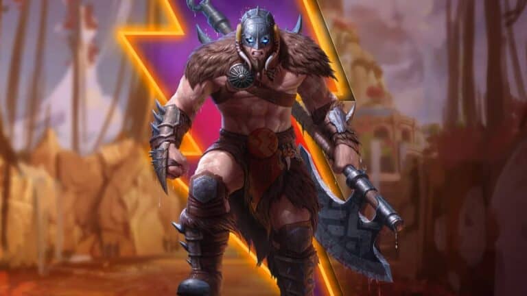Smite barbarian warrior with bloody hammer