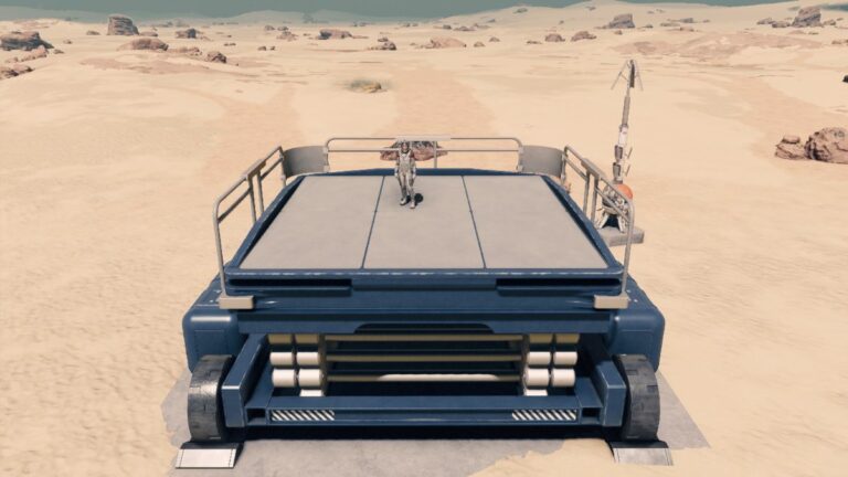 Starfield Player Standing On Transfer Vehicle On Earth