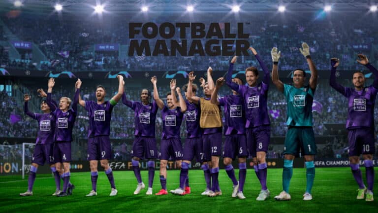 footall manager 24 logo players on field