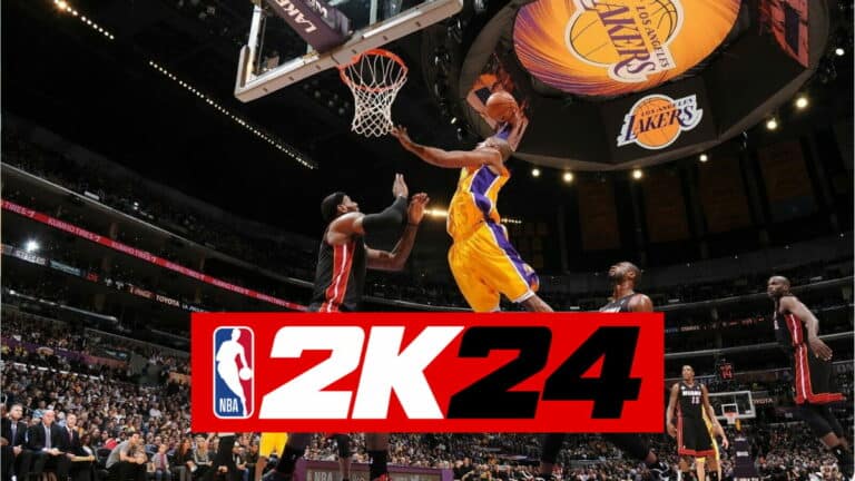 nba 2k24 kobe bryant dunk on lebron james los angeles lakers miami heat