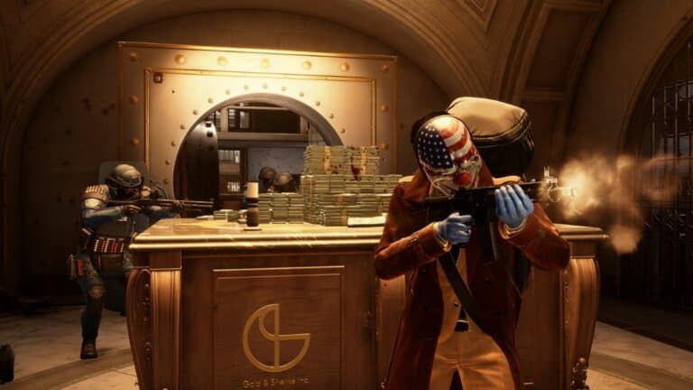 payday 3 Players Shooting Guns In Bank Vault