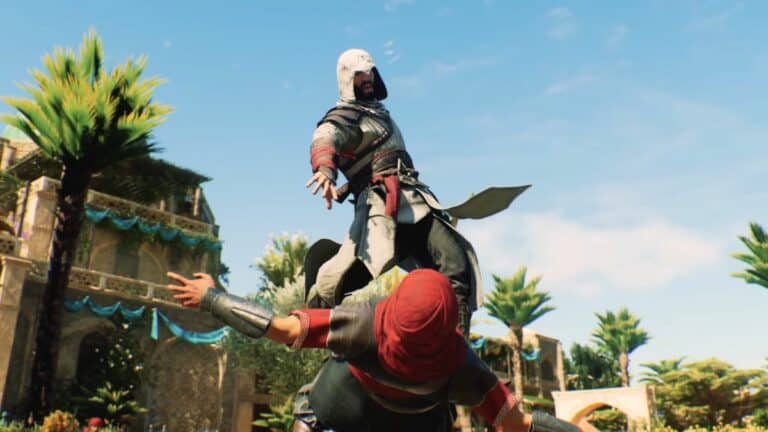 Assassins Creed Mirage Basim Jumping Onto Assassination Target