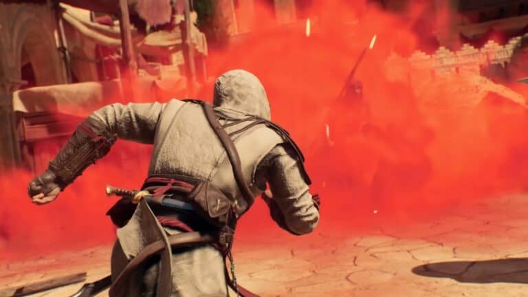 Assassins Creed Mirage Basim Running Into Red Smoke