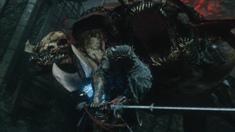 Lords of The Fallen Player Slicing Demon With Greatsword