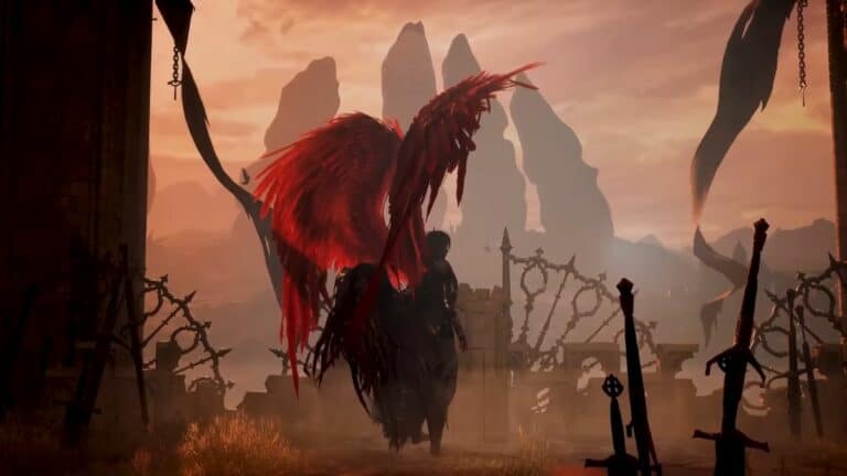Lords of The Fallen Woman With Demonic Wings Surrounded By Swords