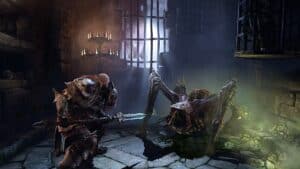 Lords of the Fallen fighting a spider like monster