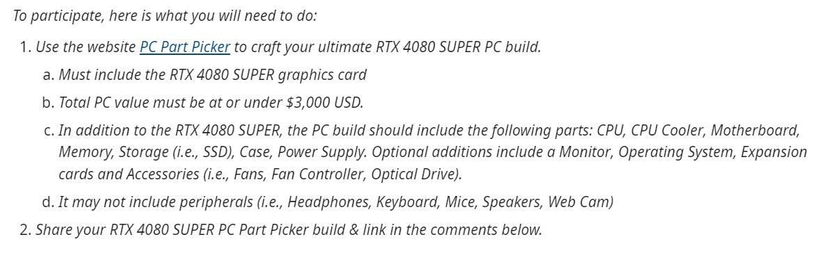 rtx 4080 super build contest rules