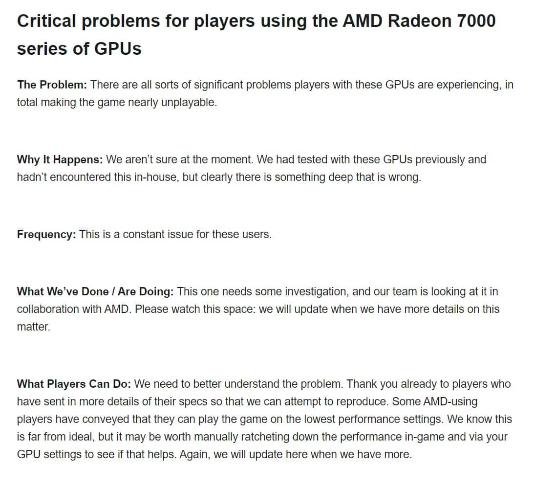 Helldivers 2 AMD Radeon 7000 series GPU problems