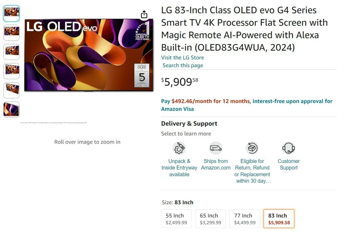 LG G4 83 inch Amazon 18 03 2024