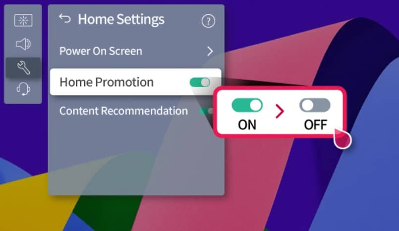 LG TV disable home screen ads