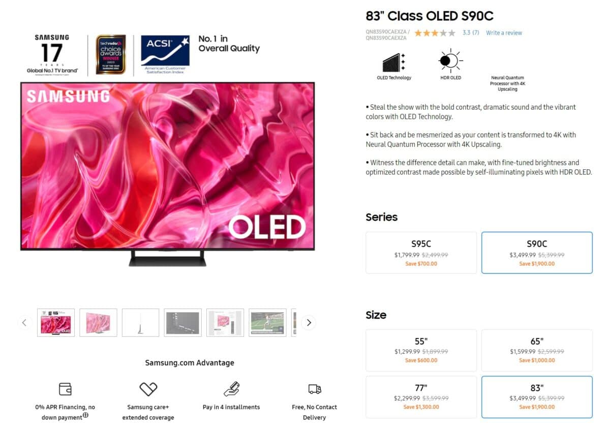 OLED S90C deal at Samsung Store